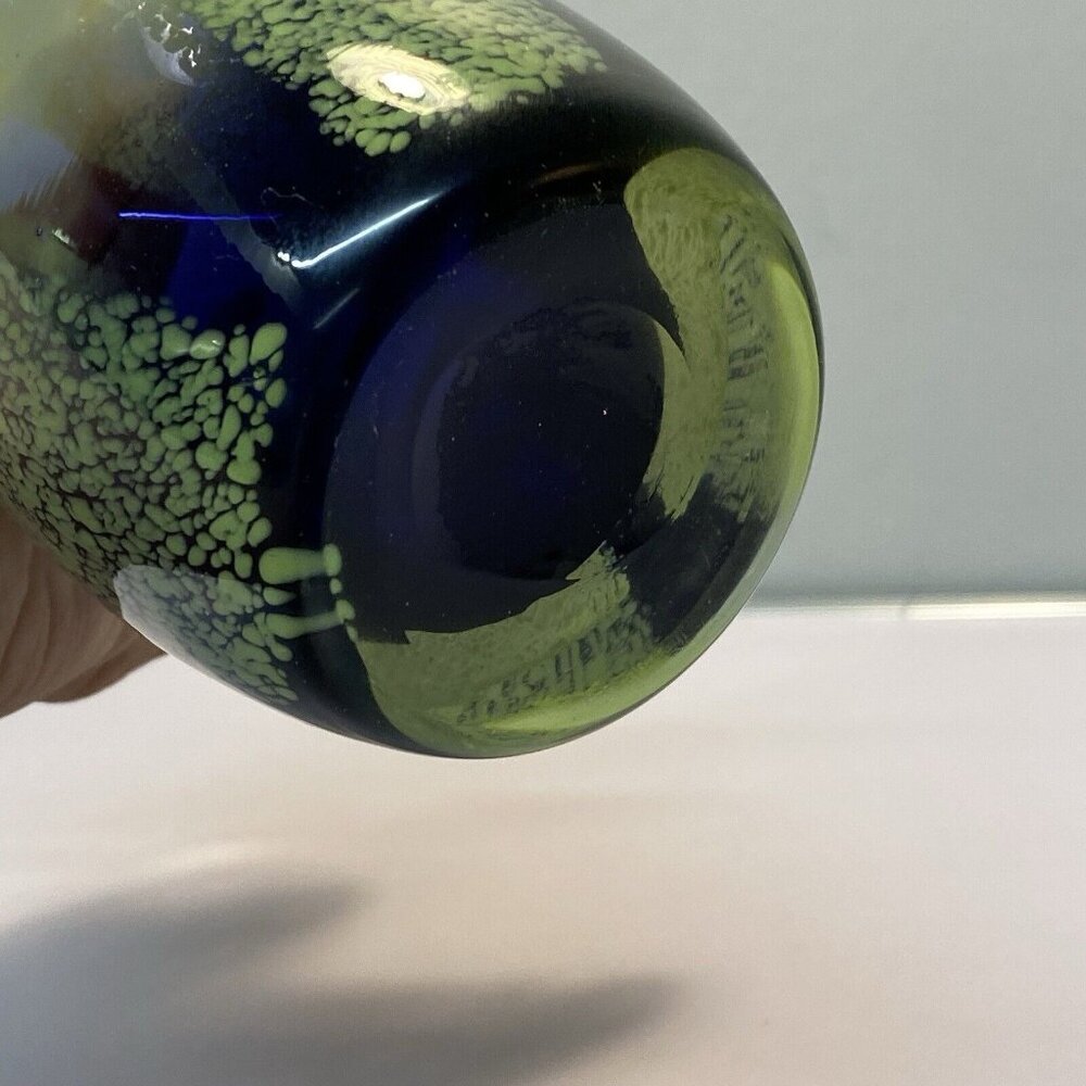 Handcrafted Art Glass Vase Green & Blue With Flared Rim Teleflora Murano Style - Picture 7 of 10